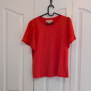 Michael Kors Coral Lace Sleeve Top